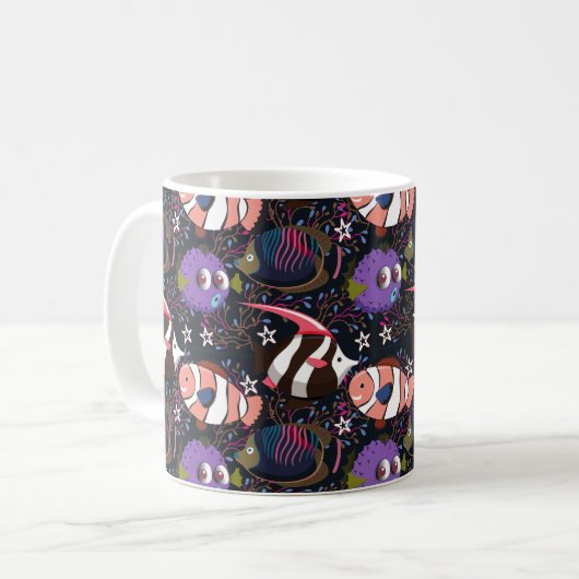 Muster der Wassertiere | Meeresunterwasser 47 Kaffeetasse (Vorderseite Links)