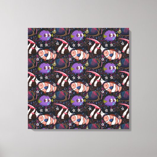 Muster der Wassertiere | Meeresunterwasser 47 Leinwanddruck (Vorderseite)