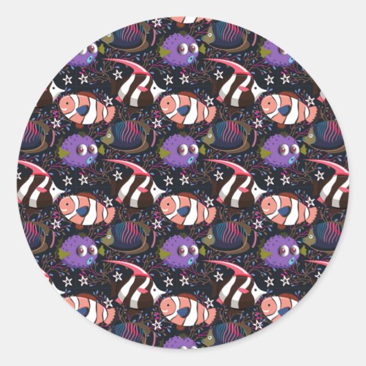 Muster der Wassertiere | Meeresunterwasser 47 Runder Aufkleber (Vorderseite)