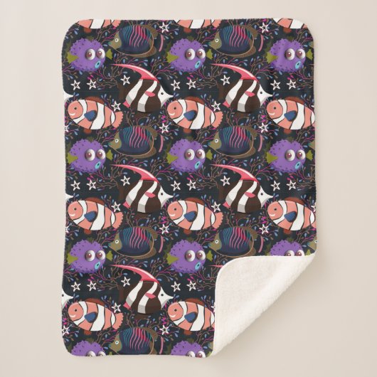 Muster der Wassertiere | Meeresunterwasser 47 Sherpadecke (Vorderseite)