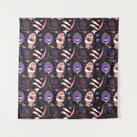 Muster der Wassertiere | Meeresunterwasser 47 Wandteppich (Vorderseite (Horizontal))