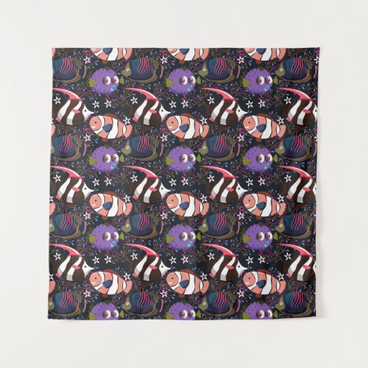 Muster der Wassertiere | Meeresunterwasser 47 Wandteppich (Vorderseite)