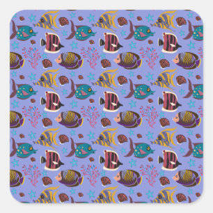 Muster der Wassertiere   Meeresunterwasser 8 Quadratischer Aufkleber