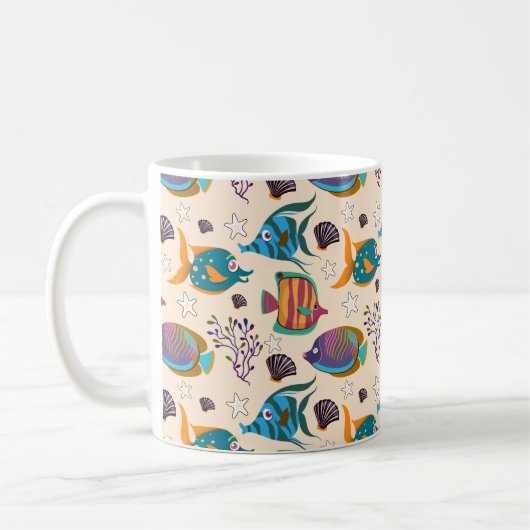 Muster der Wassertiere | Unterwasserleben im Meer Kaffeetasse (Links)