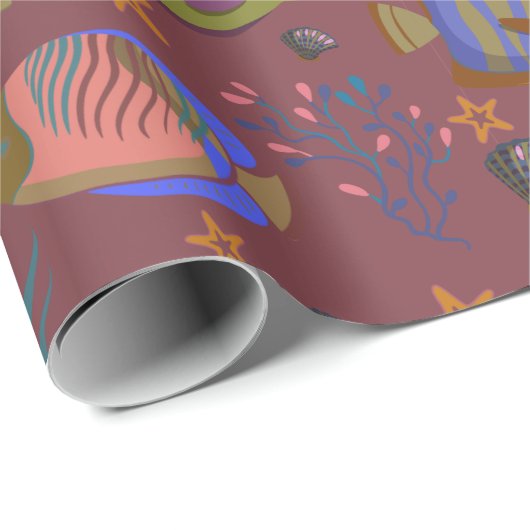 Muster der Wassertiere | Unterwasserleben im Ozean Geschenkpapier (Rolleneckpunkt)