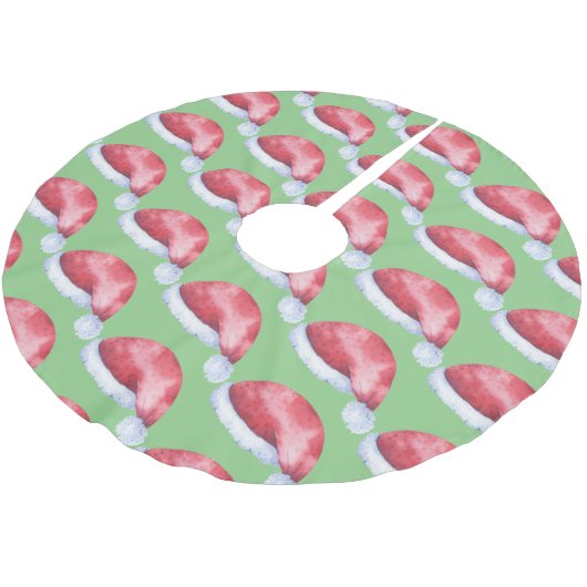 Muster der Weihnachtsmannmütze Polyester Weihnachtsbaumdecke (Schrägansicht)