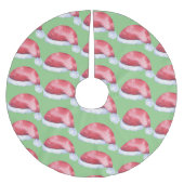 Muster der Weihnachtsmannmütze Polyester Weihnachtsbaumdecke (Vorderseite)