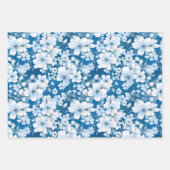 Muster der weißen Blume, blauer Hintergrund, Geschenkpapier Set (Vorderseite 3)