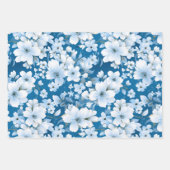 Muster der weißen Blume, blauer Hintergrund, Geschenkpapier Set (Vorderseite 2)