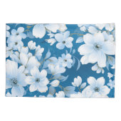 Muster der weißen Blume, blauer Hintergrund, Kissenbezug (Rückseite)