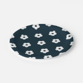 Muster der weißen Blume Pappteller (Schrägansicht)