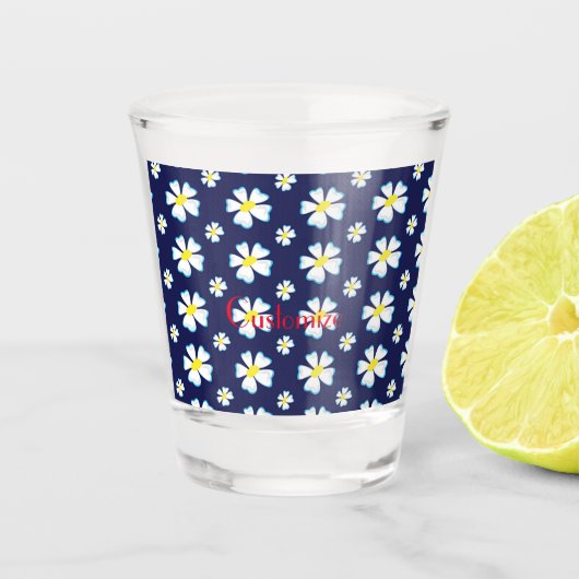Muster der weißen Blume Thunder_Cove Schnapsglas (Vorderseite)