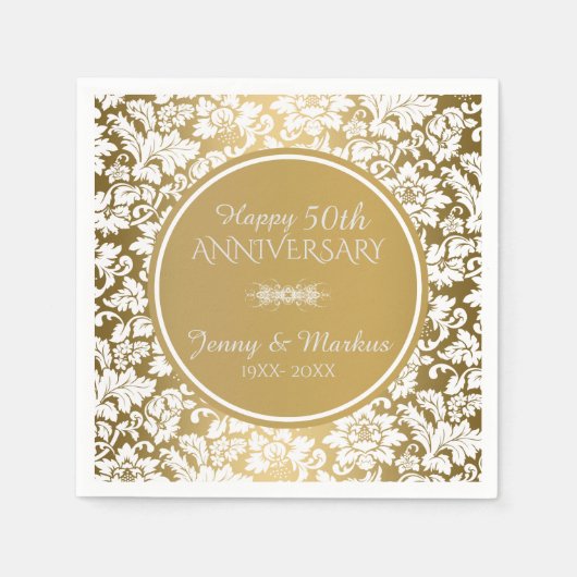 Muster der weißen Damaskus-Flora Serviette (Vorderseite)