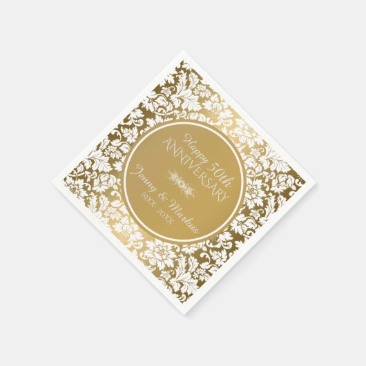 Muster der weißen Damaskus-Flora Serviette (Ecke)