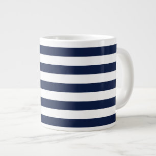 Muster der weißen Navy Blue Strips {Farbe} Jumbo-Tasse