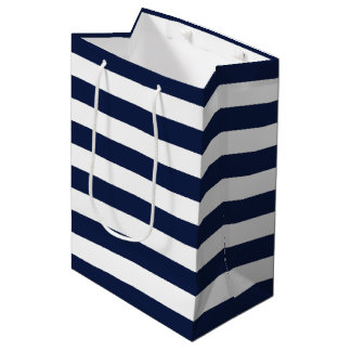 Muster der weißen Navy Blue Strips {Farbe} Mittlere Geschenktüte