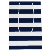 Muster der weißen Navy Blue Strips {Farbe} Mittlere Geschenktüte (Rückseite)