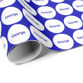 Muster der weißen Punkte auf Royal Blue mit Namen Geschenkpapier (Rolleneckpunkt)