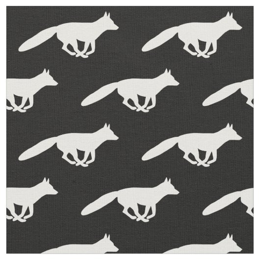 Muster der weißen Running Fox-Silhouetten | Wildni Stoff (Nahaufnahme)