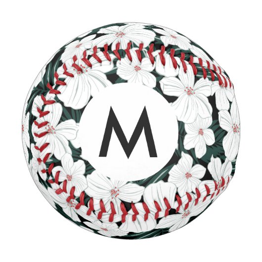 Muster der weißen tropischen Blume Baseball (Vorderseite Links)