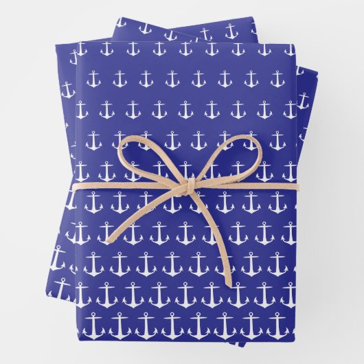 Muster der weißen und blauen Anker Geschenkpapier Set (Beispiel)