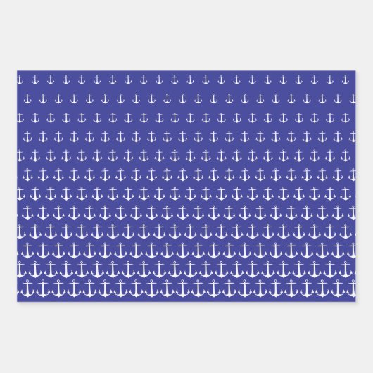 Muster der weißen und blauen Anker Geschenkpapier Set (Vorderseite)