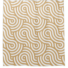 Muster der weißen und goldenen Meereswellen Duschvorhang