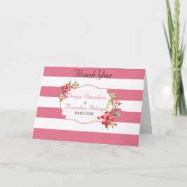 Muster der weißen und rosa Streifen - Vielen Dank Dankeskarte