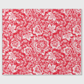 Muster der weißen und roten Floral-Damaskus Geschenkpapier (Flach)