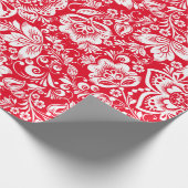 Muster der weißen und roten Floral-Damaskus Geschenkpapier (Ecke)