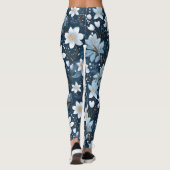 Muster der weißen Winter-Blume Leggings (Rückseite)