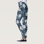 Muster der weißen Winter-Blume Leggings (Links)
