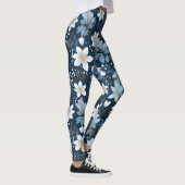 Muster der weißen Winter-Blume Leggings (Rechts)
