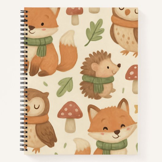 Muster der Whimsical Woodland Animals Notizblock (Vorderseite)