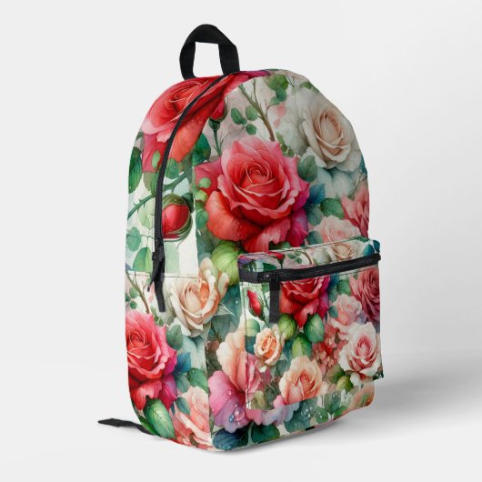 Muster der Whimsikschen Rose Bedruckter Rucksack (Rückseitige Ecke links)