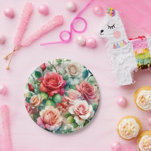 Muster der Whimsikschen Rose Pappteller (Party)