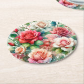 Muster der Whimsikschen Rose Runder Pappuntersetzer (Angewinkelt)