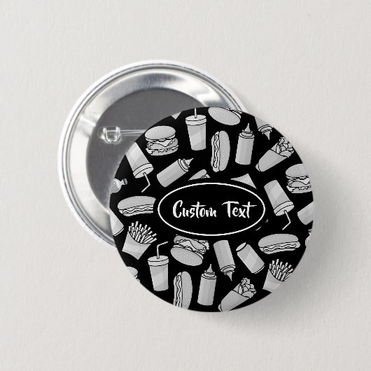 Muster der White Fast Food Icons Button (Vorne & Hinten)