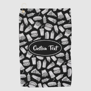 Muster der White Fast Food Icons Golfhandtuch