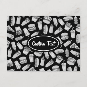 Muster der White Fast Food Icons Postkarte