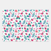 Muster der Wildblume der Aquarellfrüchte Geschenkpapier Set (Vorderseite 3)