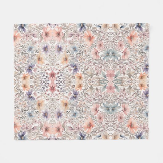 Muster der Wildblume Pastel Fleecedecke (Vorderseite (Horizontal))