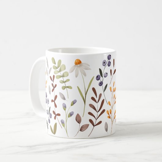 Muster der Wilden Blume im Herbst Kaffeetasse (Vorderseite Links)