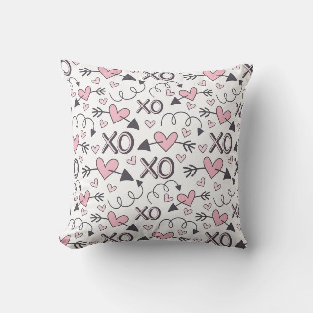 Muster der XO-Herz- und Pfeile-Liebe Kissen (Vorderseite)