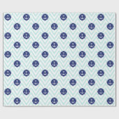 Muster der Zickzack Navy Blue Anchors Geschenkpapier (Flach)
