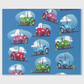 Muster der Zugmaschine (blauer Hintergrund) Geschenkpapier (Flach)