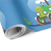 Muster der Zugmaschine (blauer Hintergrund) Geschenkpapier (Rolleneckpunkt)