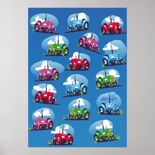 Muster der Zugmaschine (blauer Hintergrund) Poster (Vorne)