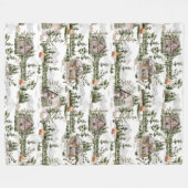 Muster des Aquarellwaldes Fleecedecke (Vorderseite (Horizontal))