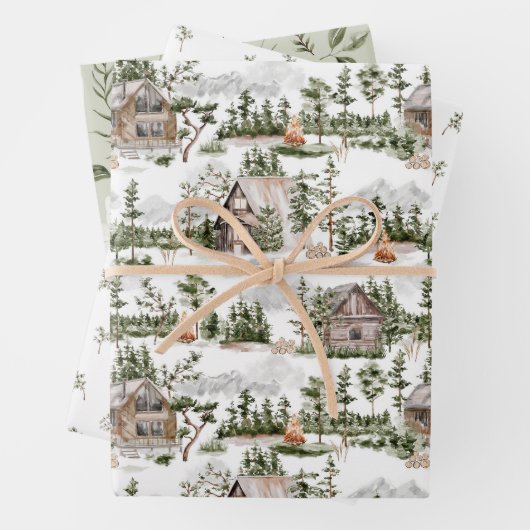 Muster des Aquarellwaldes Geschenkpapier Set (Beispiel)